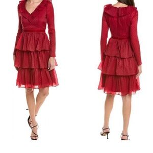 Rachel Parcell Red Layered Long Sleeve Dress